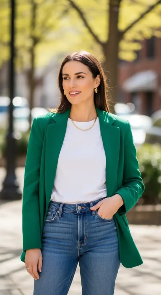 green-blazer-with-white-tee-and-jeans