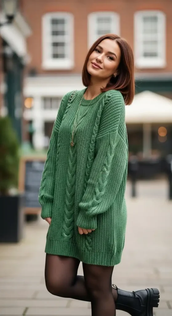 oversized-green-sweater-dress
