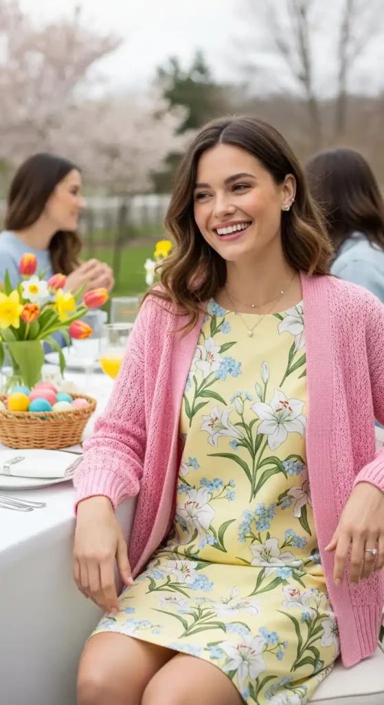 pastel-cardigan-over-shift-dress