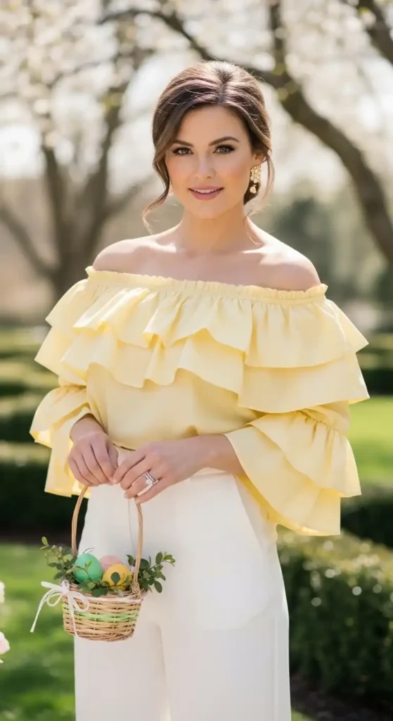 playful-elegance-in-a-ruffled-off-shoulder-top