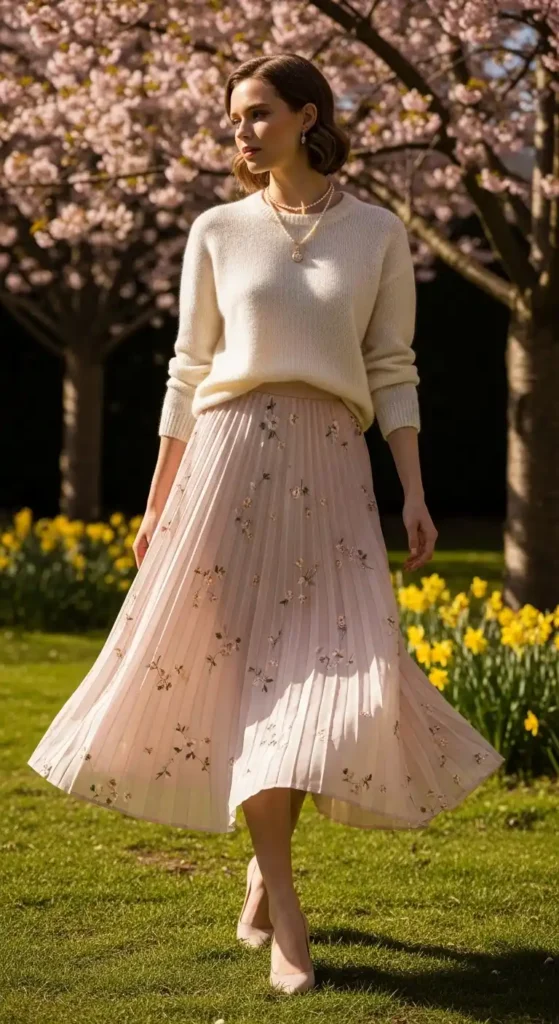 pleated-skirt-with-lightweight-sweater