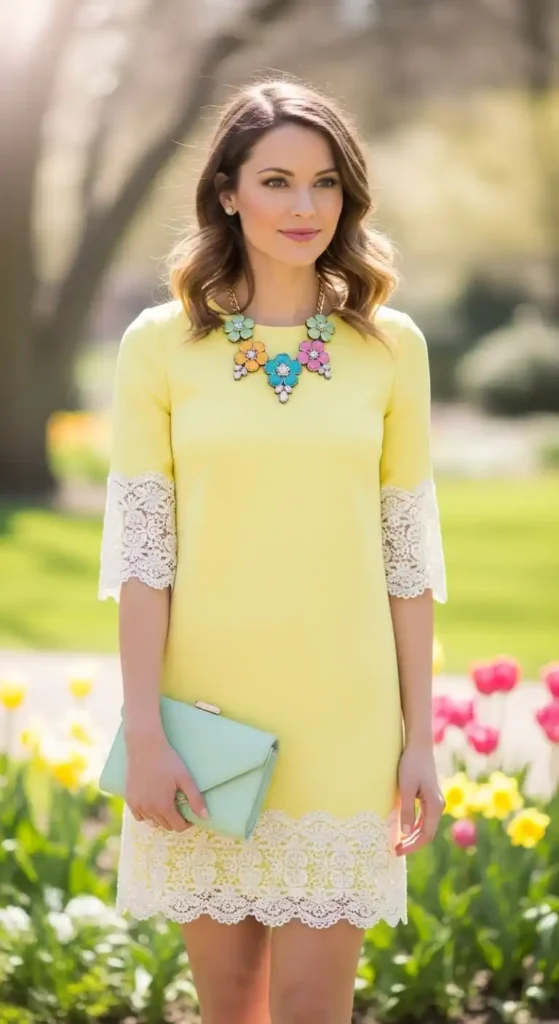 shift-dress-with-statement-necklace