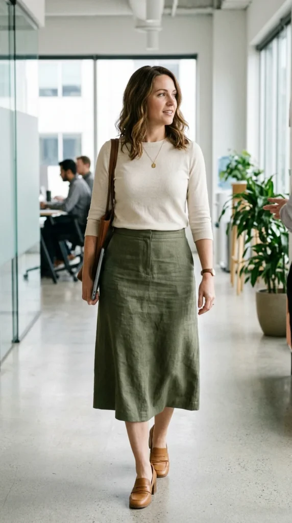 a-line-skirt-with-lightweight-sweater.