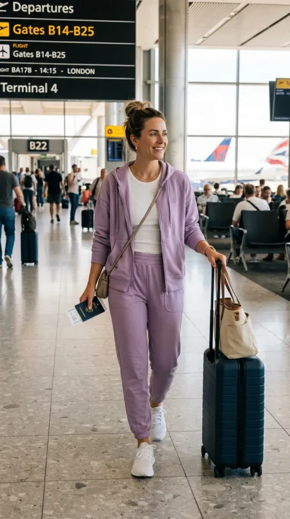 16 Cool Summer Airport Outfits for Women for Stress-Free Flights 11 athleisure-set-with-zip-hoodie