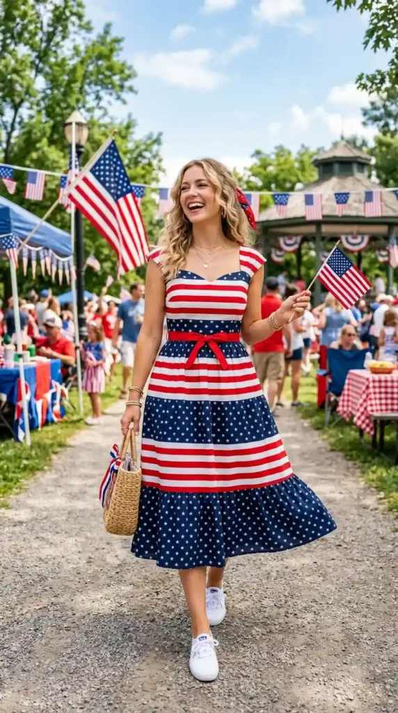 17 Trendy 4th of July Outfits for Women That Look Festive & Stylish 2 classic-red-white-and-blue-dress