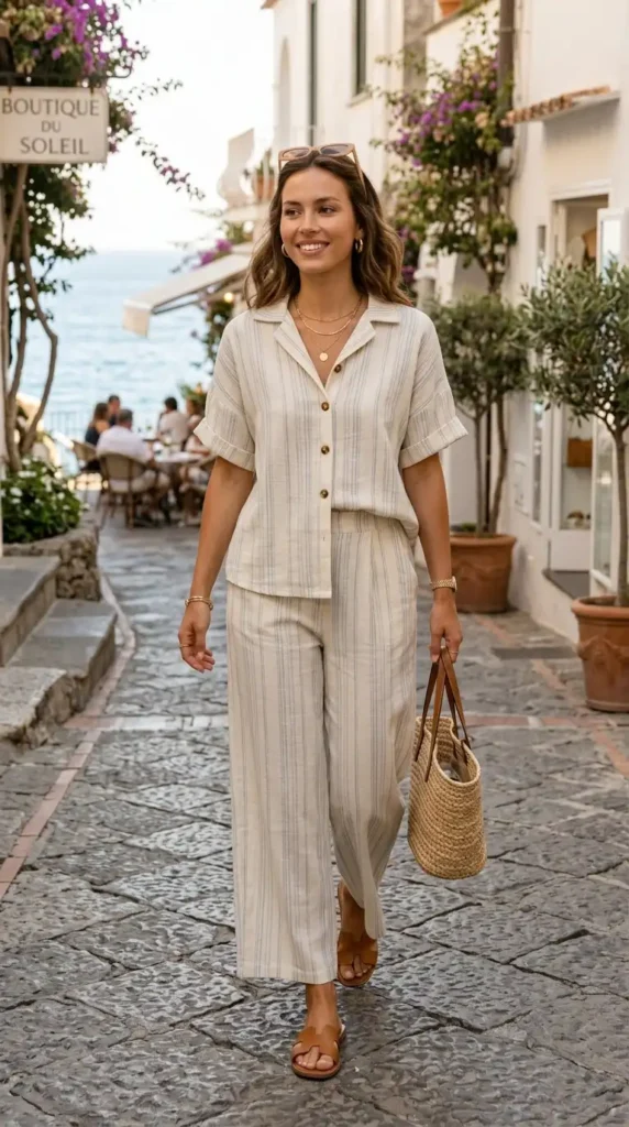 16 Summer Chic Outfits for Women That Look Expensive but Feel Light 7 matching-co-ord-set-in-soft-cotton