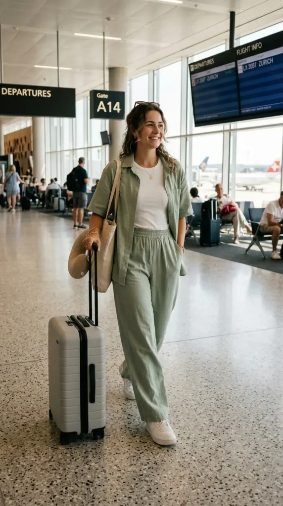 16 Cool Summer Airport Outfits for Women for Stress-Free Flights 4 matching-co-ord-set-in-soft-fabric