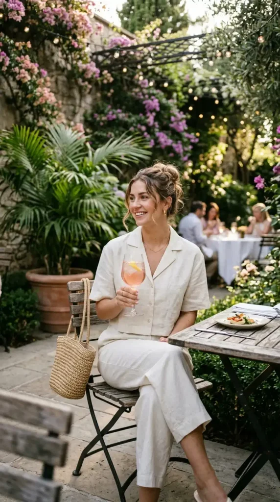 16 Chic Summer Date Outfits for Women Perfect for Hot Weather 11 off-white-linen-co-ord-set