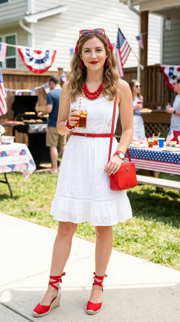 17 Trendy 4th of July Outfits for Women That Look Festive & Stylish 5 white-outfit-with-red-accessories