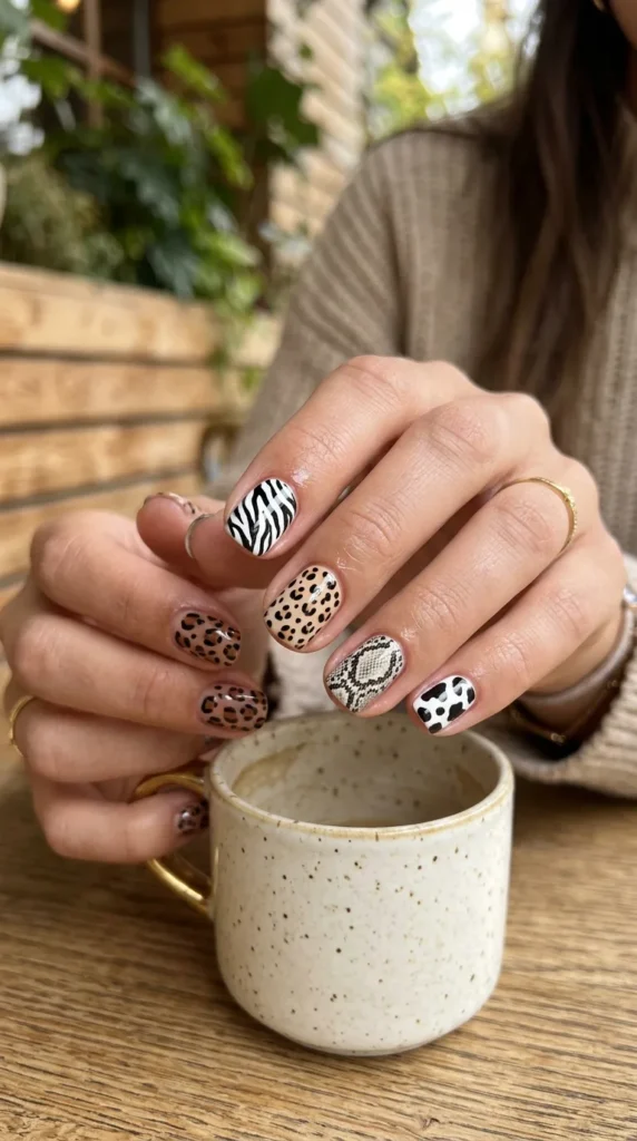 animal-print-short-nails