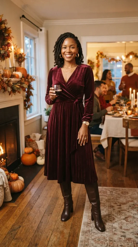burgundy-wrap-dress-with-heeled-boots