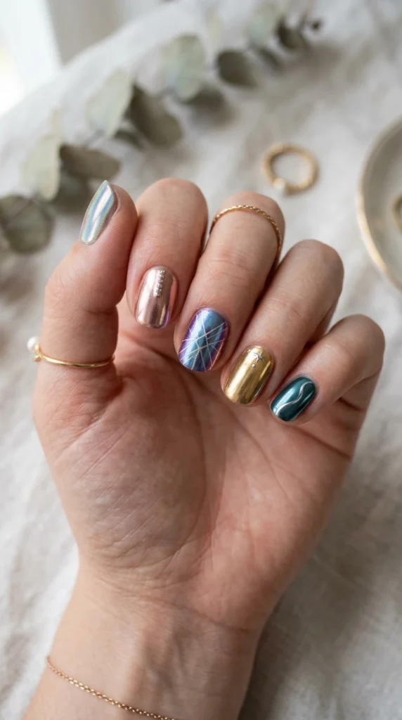 chrome-short-nail-art