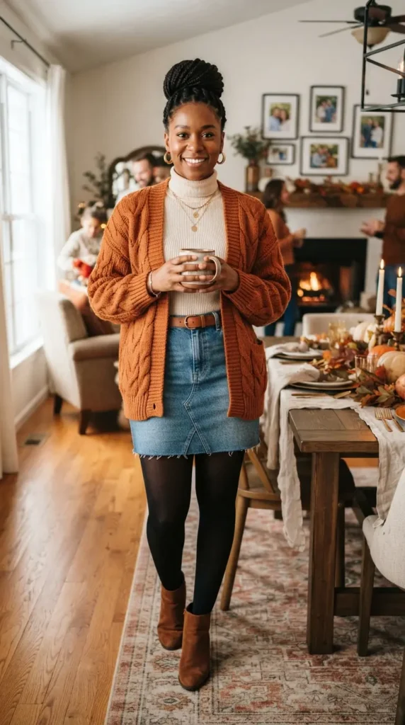cozy-cardigan-with-denim-skirt