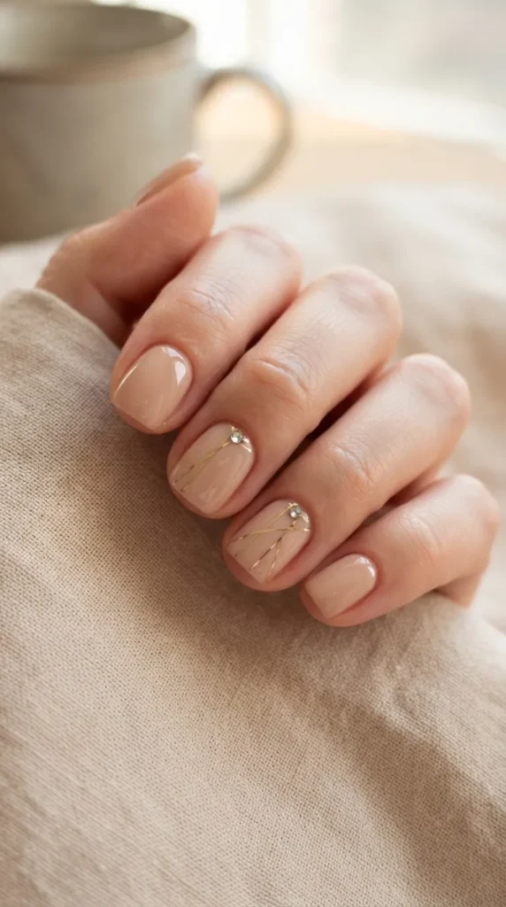 glossy-nude-short-nail-art