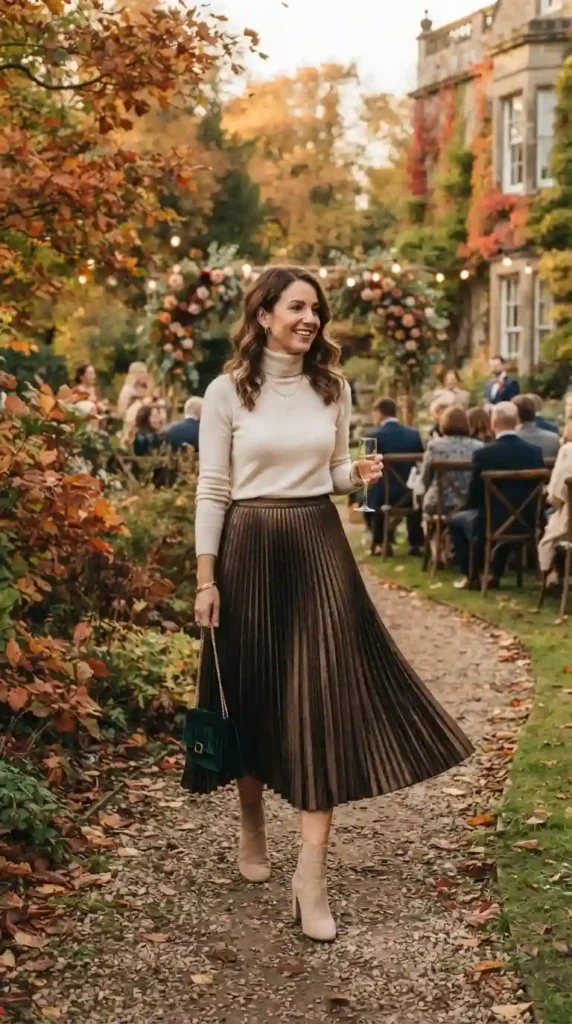 pleated-midi-skirt-with-knit-sweater