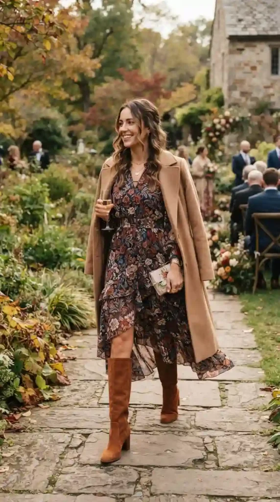 printed-chiffon-dress-with-knee-high-boots